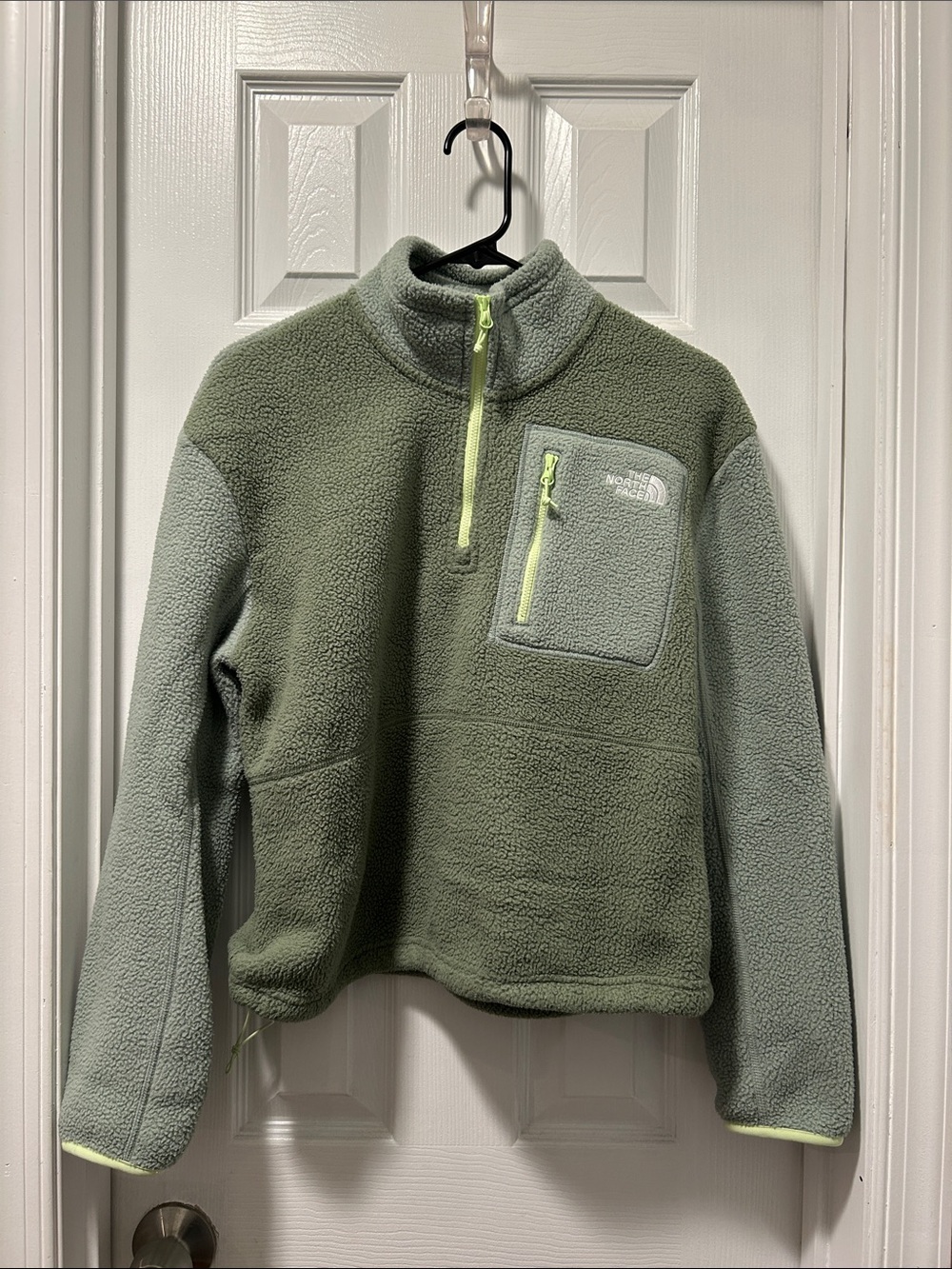 The North Face Two-Tone Green Sherpa Quarter-Zip Pullover
